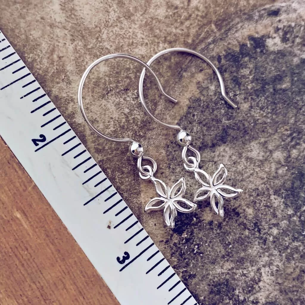 bloom // baby boho sterling silver open flower outline charm earrings