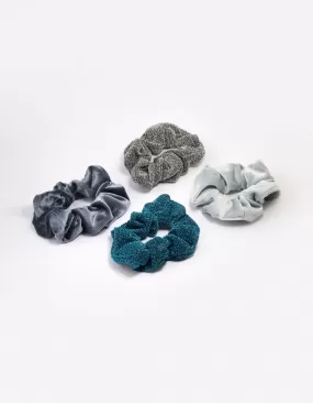 Blue Christmas Hair Scrunchie Gift 4-Pack