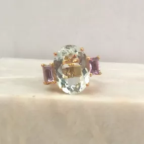 Blue Topaz with Amethyst Cocktail Ring