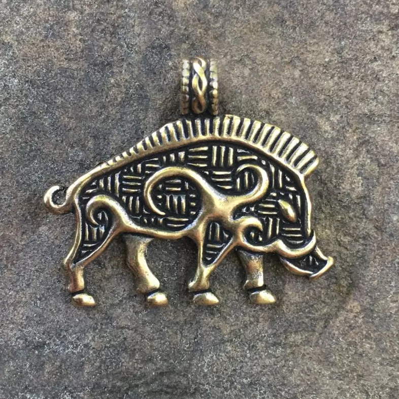 Boar Pendant - Bronze or Silver