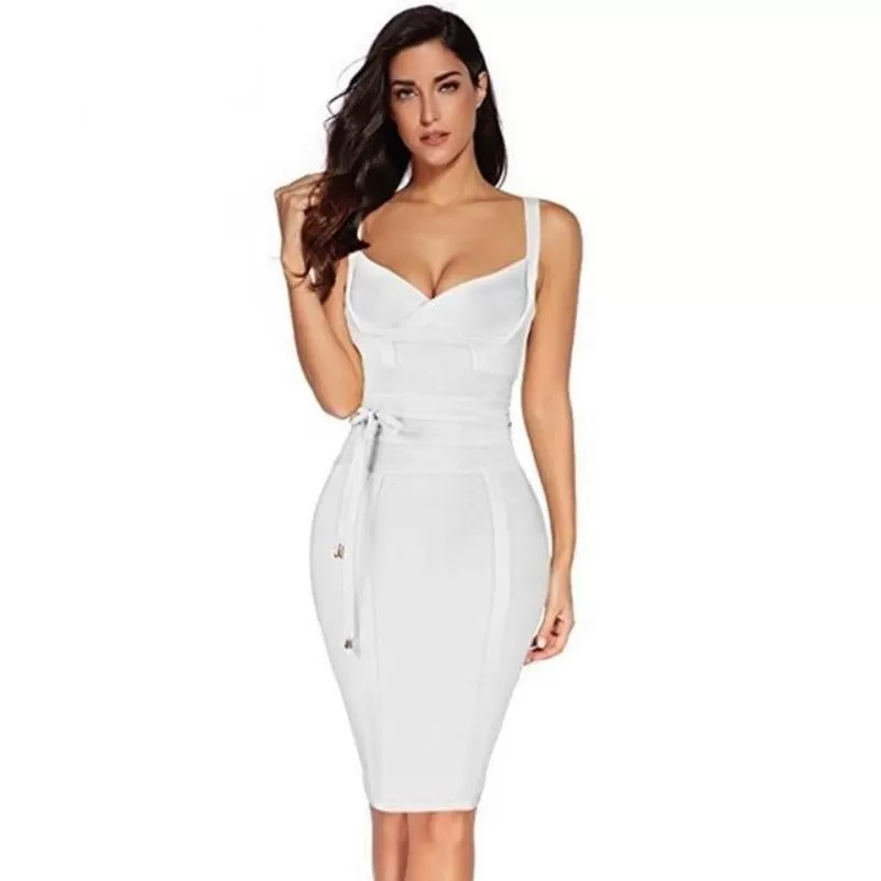 Bodycon  V Neck Spaghetti Bandage Dress