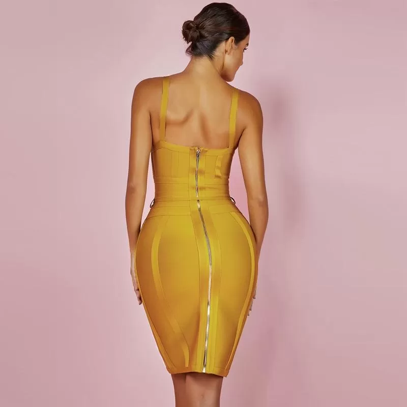 Bodycon  V Neck Spaghetti Bandage Dress