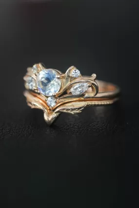 Bridal ring set with rainbow moonstone / Swanlake