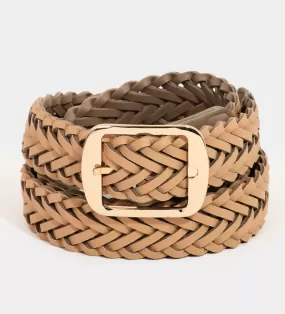 Bryce Woven Vegan Leather Belt in Ivory