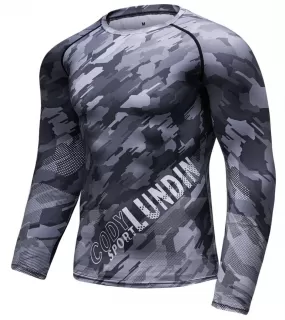 Camouflage Compression 'Digital Grey' Elite Long Sleeve Rashguard