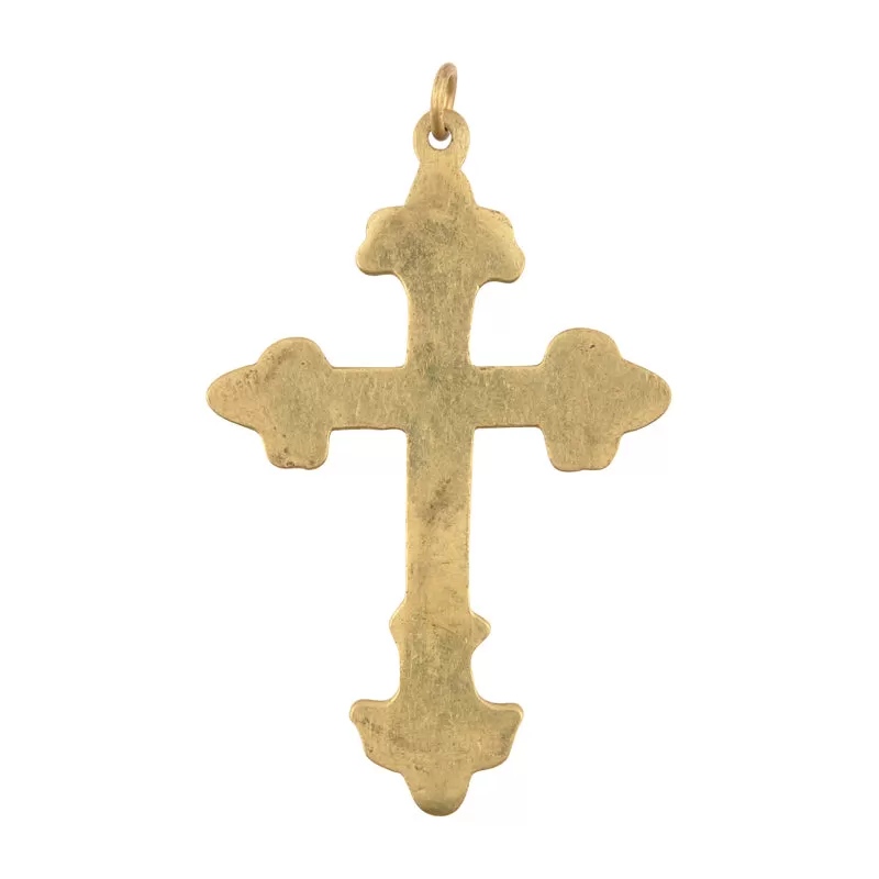 Casting Pendants-38x60mm Brass Cross With Skull Heads-Quantity 1