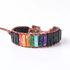 Chakra Black Lava Stone Wrap Bracelet