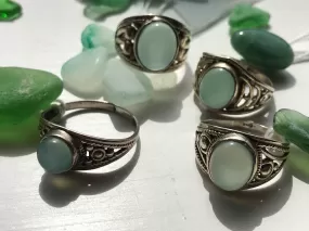 Chalcedony Chunky Band Mixed Rings