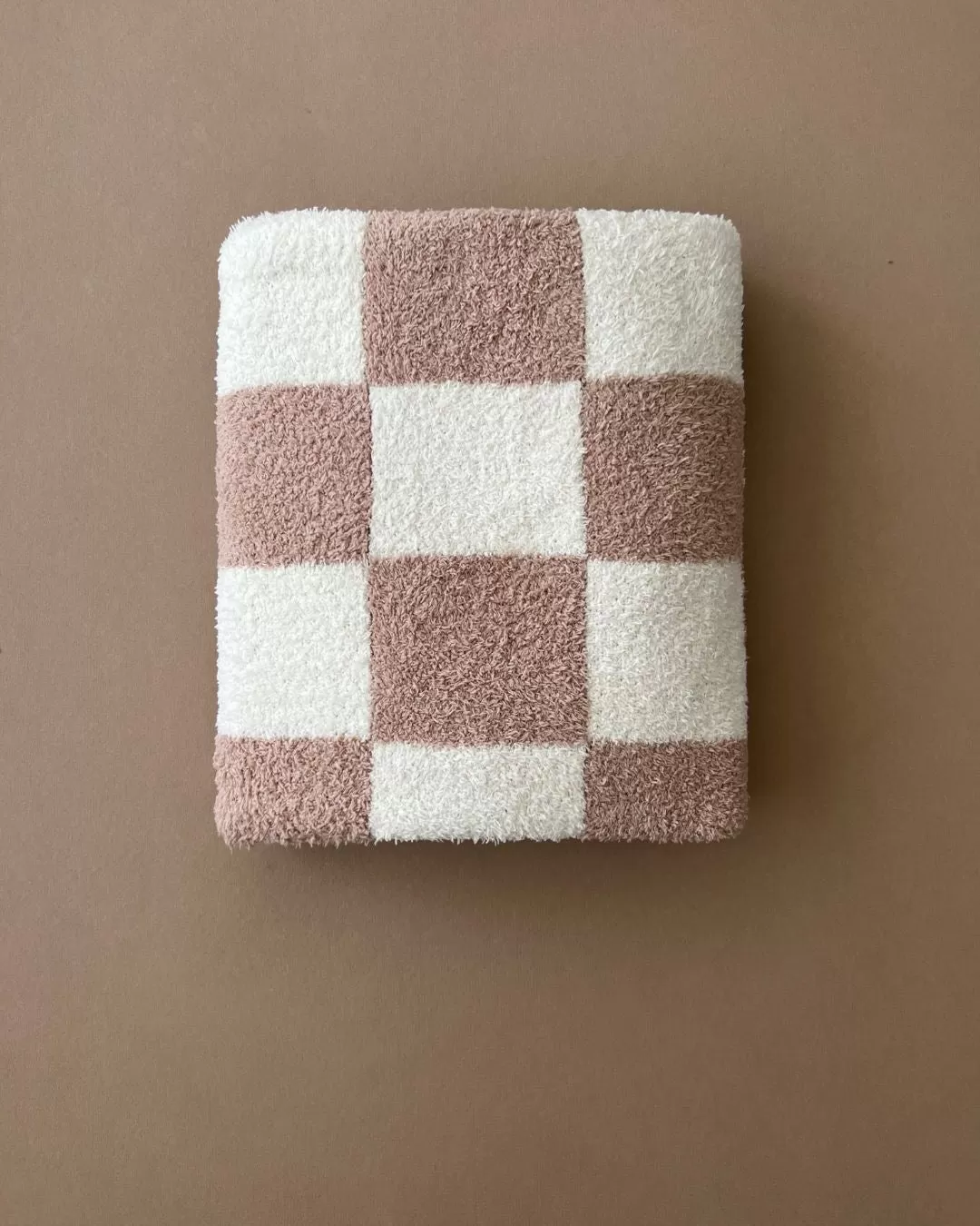 Checkered Plush Blanket | Latte