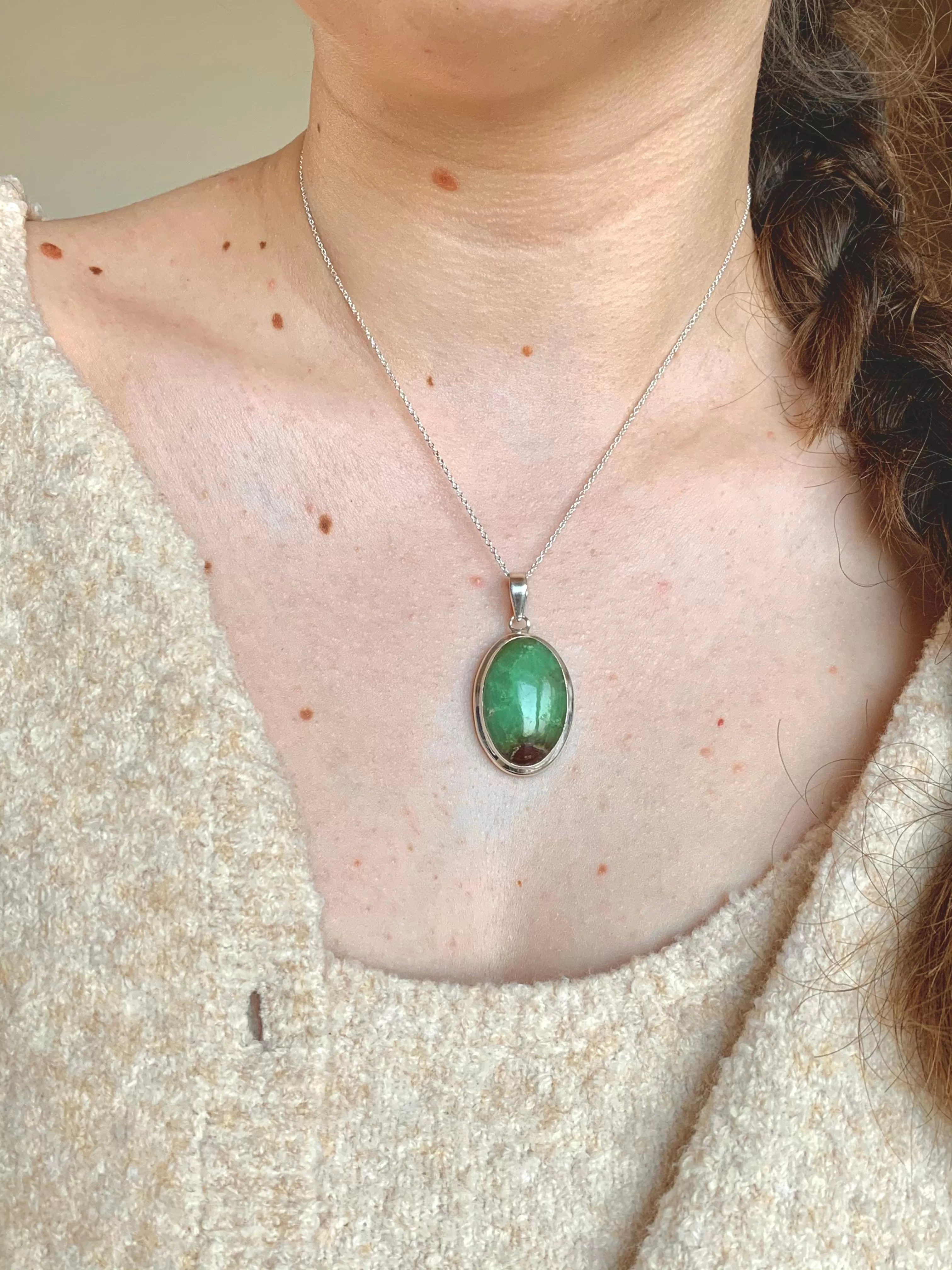 Chrysoprase Ansley Pendant - Oval