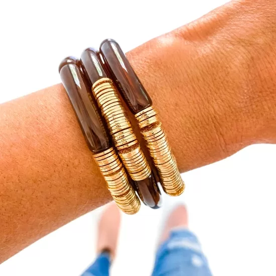 Coco Cola Brown Acrylic Tube Bamboo Bracelet