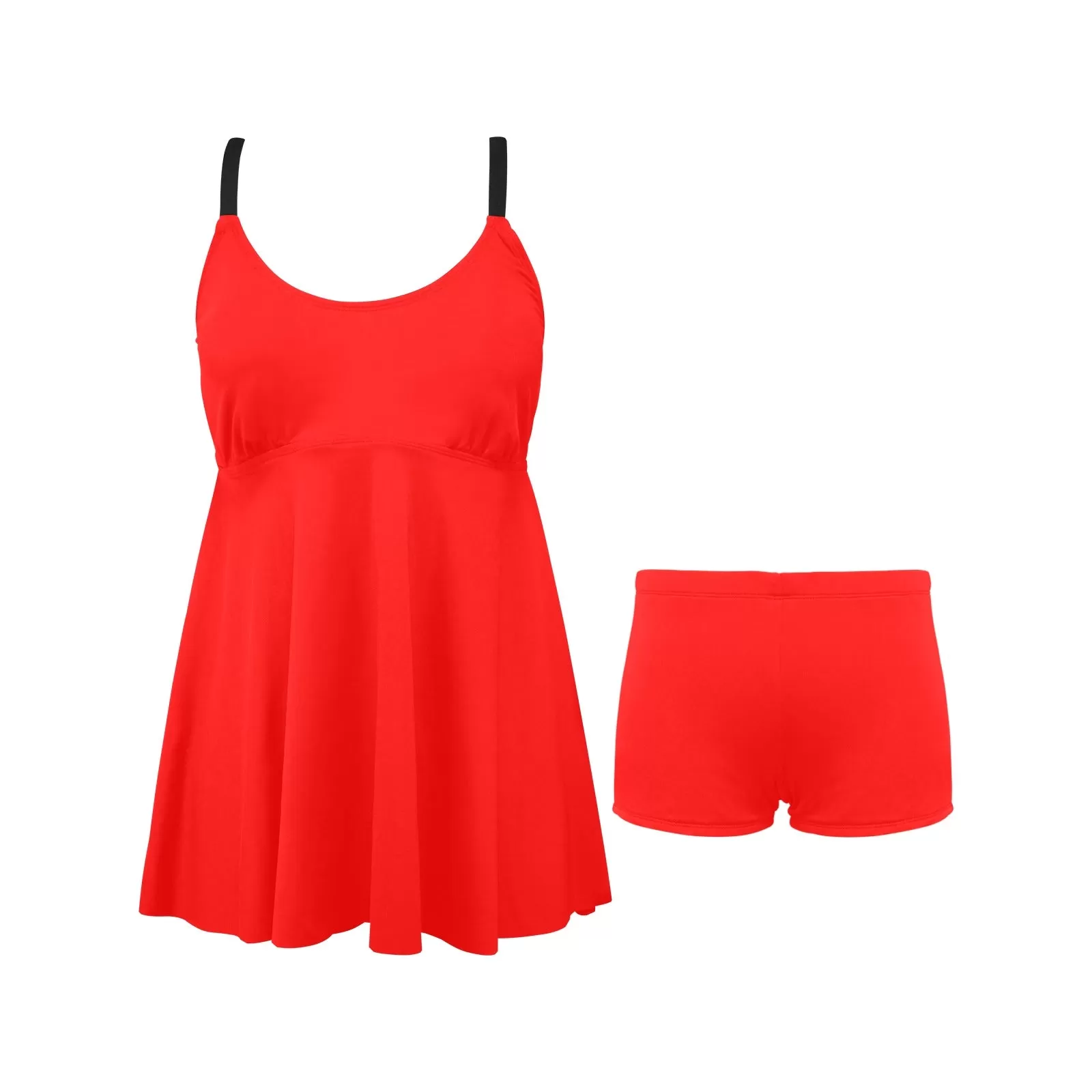 coral red 9k Chest Pleat Swim Dress (Model S31)