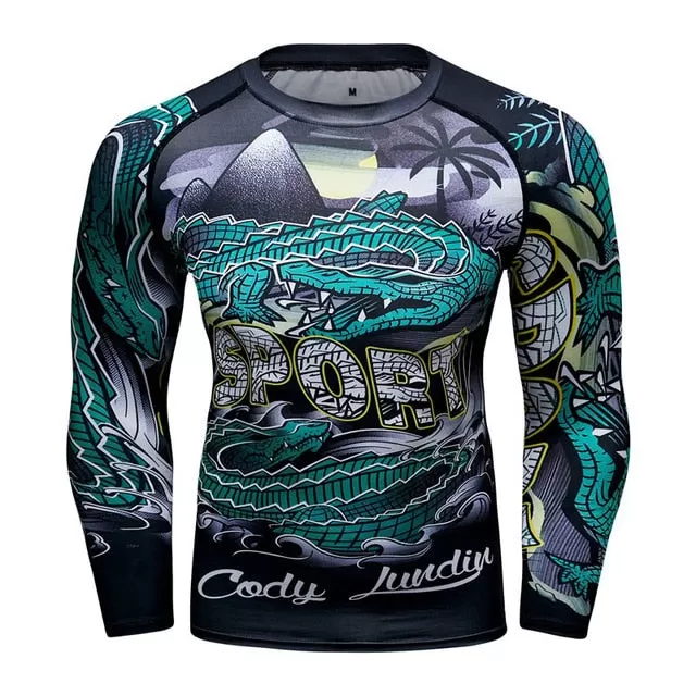 Crocodile Compression 'Step into the Waters' Elite Long Sleeve Rashguard