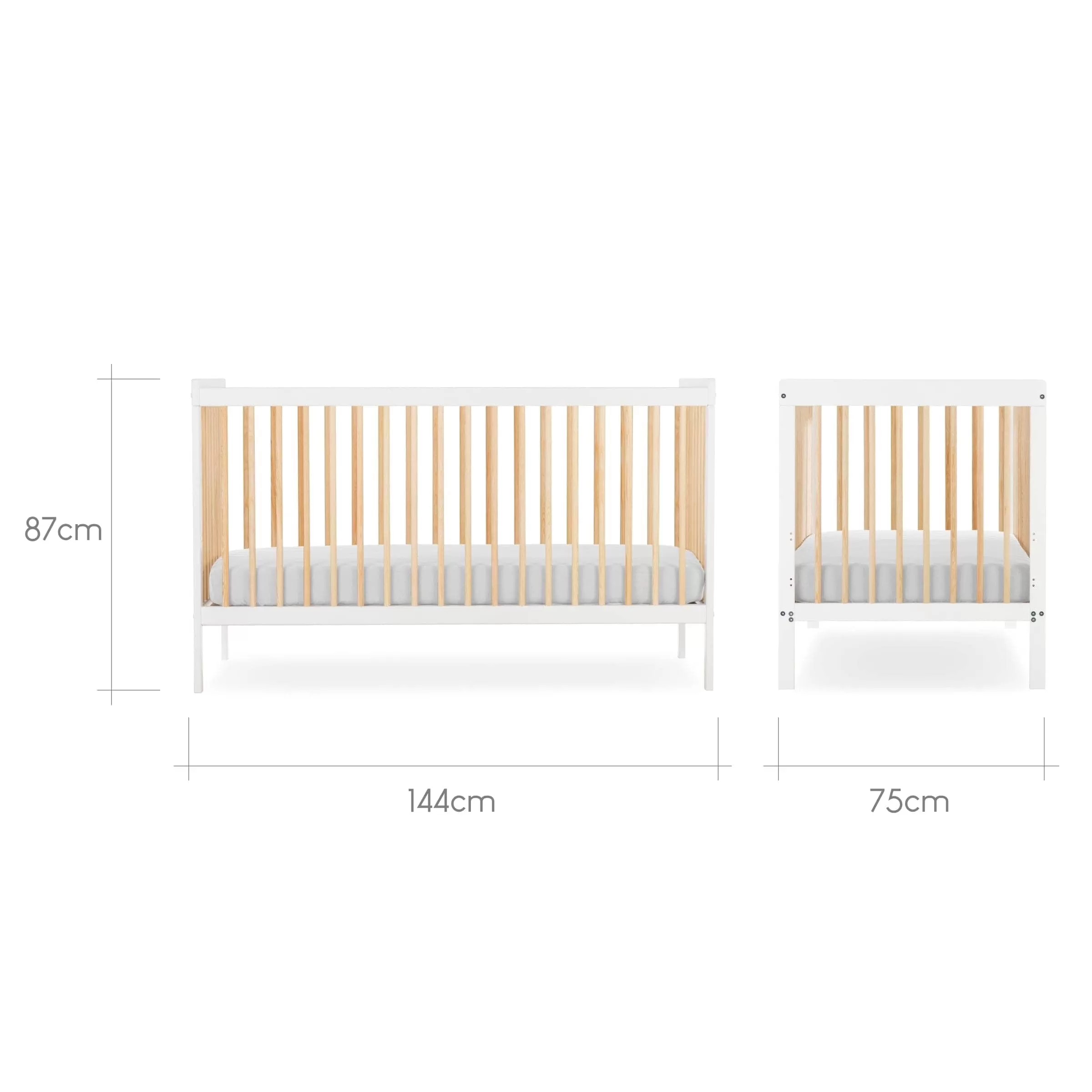 CuddleCo Nola 2pc Set Changer and Cot Bed - White & Natural