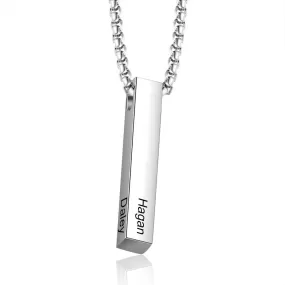 Customized 2 Names Vertical Bar Pendants