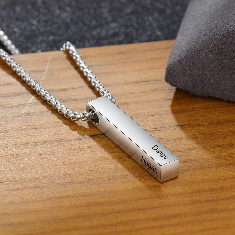 Customized 2 Names Vertical Bar Pendants