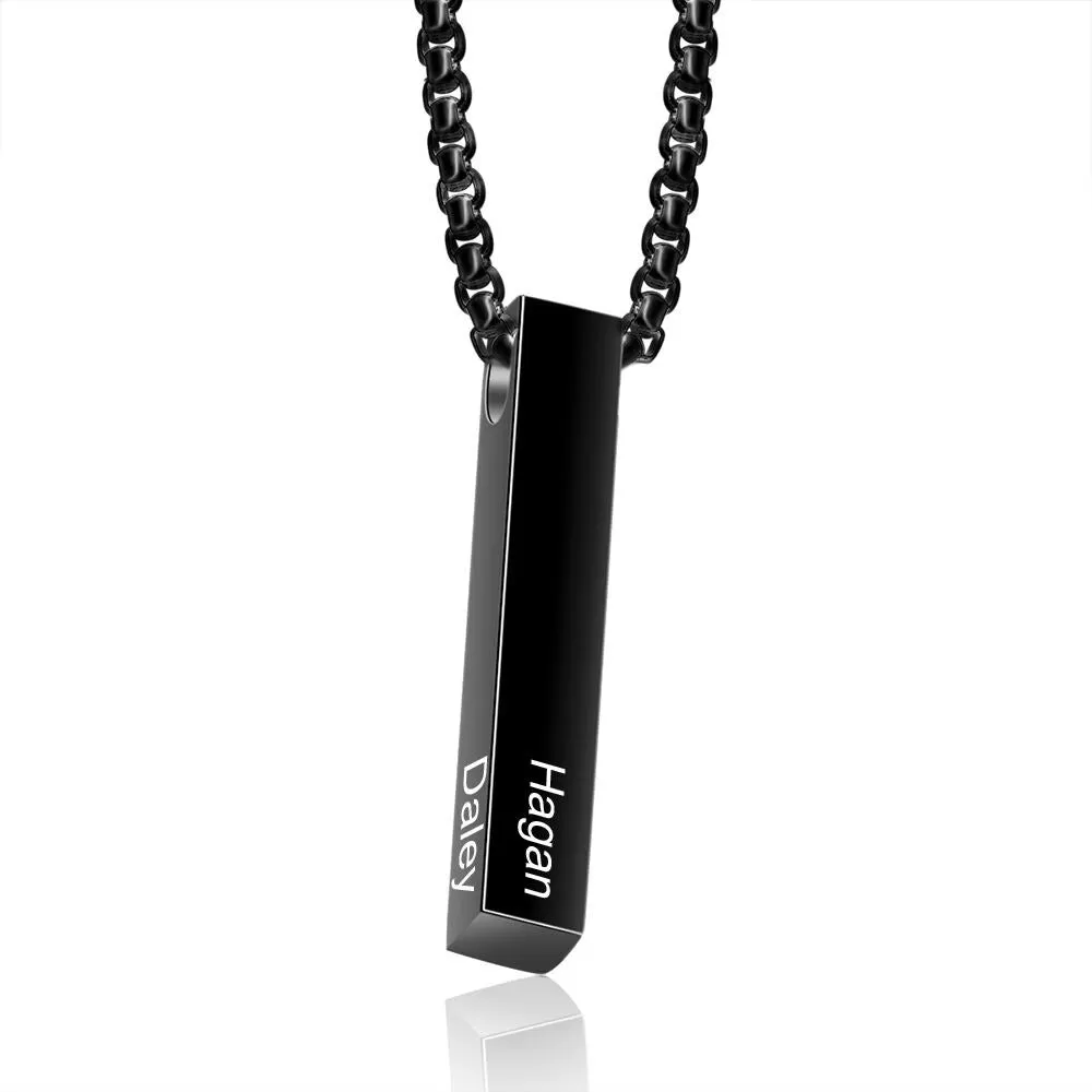 Customized 2 Names Vertical Bar Pendants