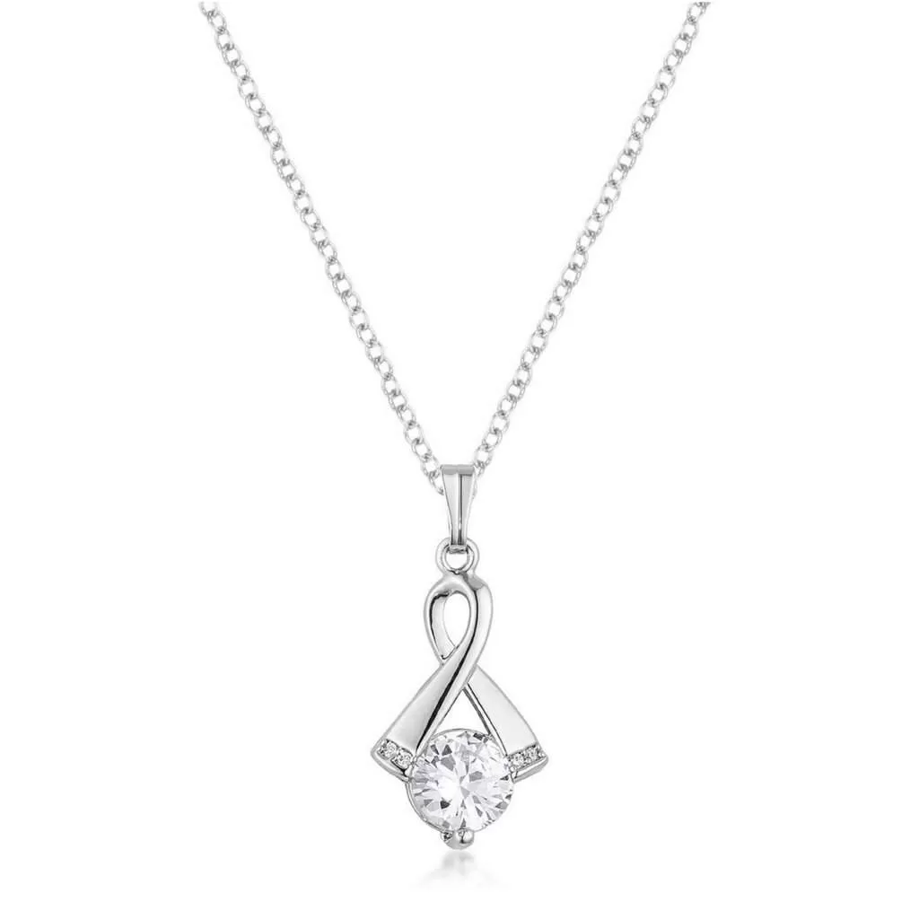 CZ Silver Twisted Pendant Necklace