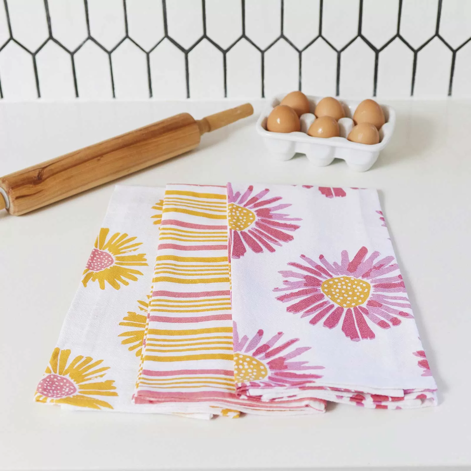 Daisies Kitchen Towel Set Of 3