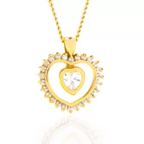 Dangling Cubic Zirconia Heart Necklace