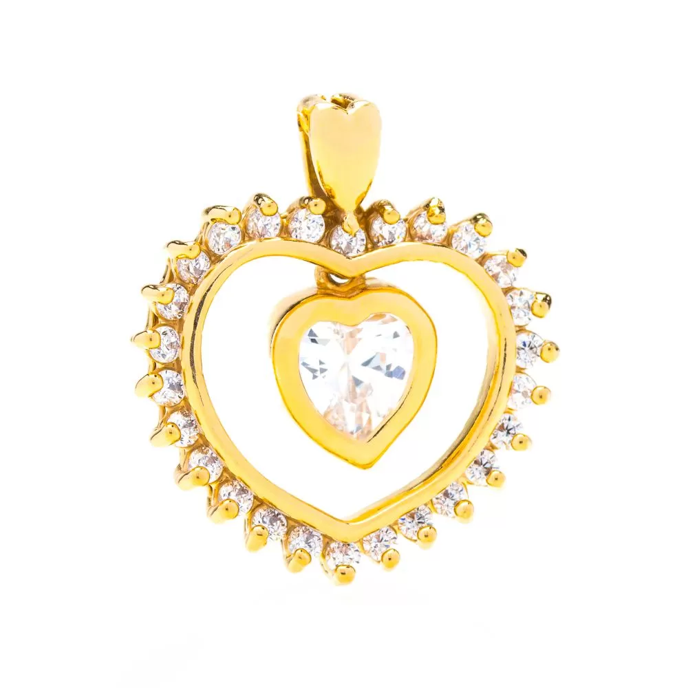 Dangling Cubic Zirconia Heart Necklace