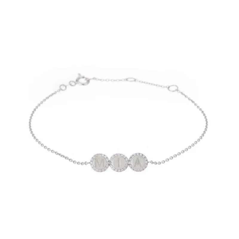 Diamond Pavé Personalized Disc Bracelet