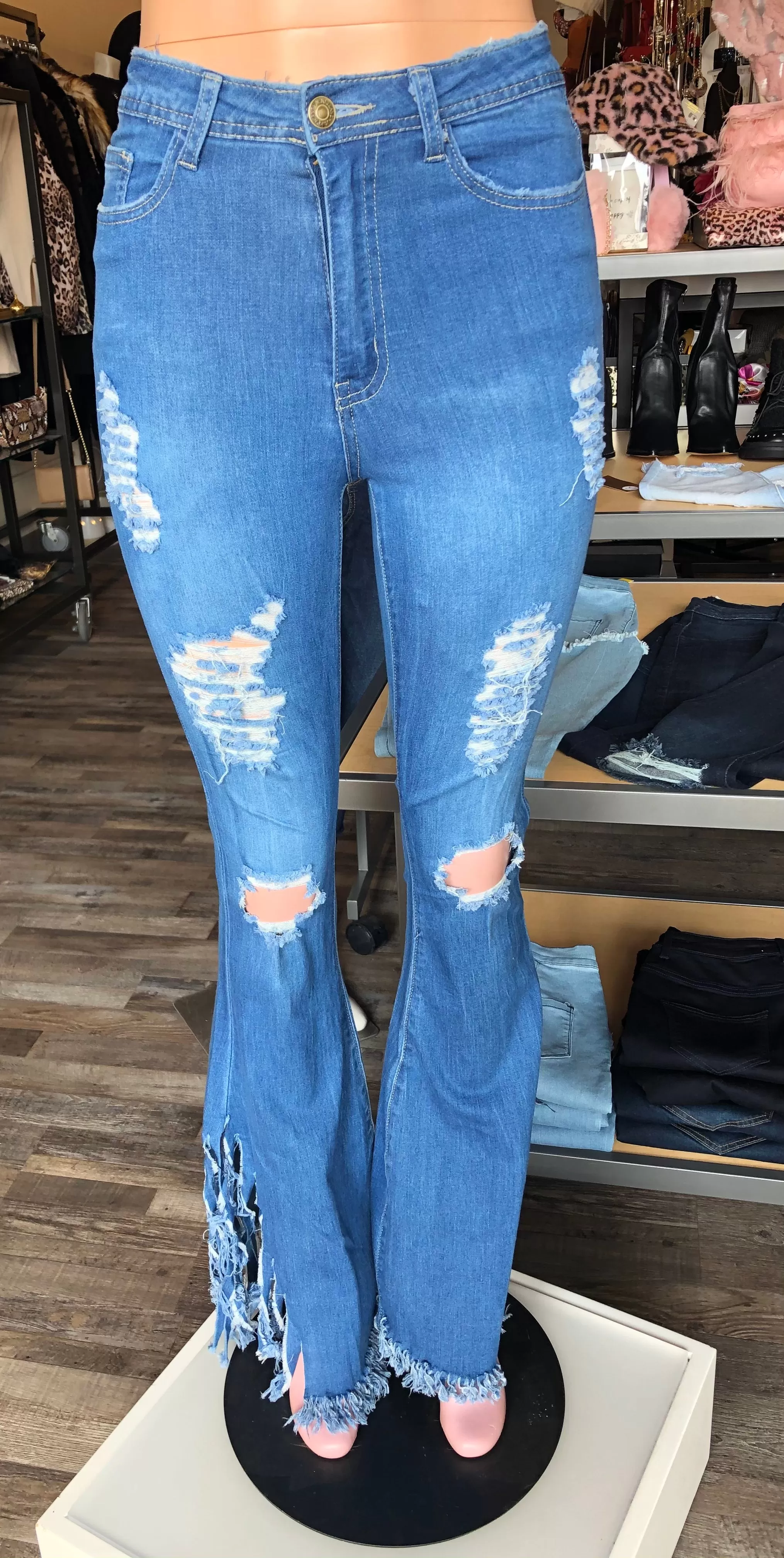 Distressed Flare Jeans