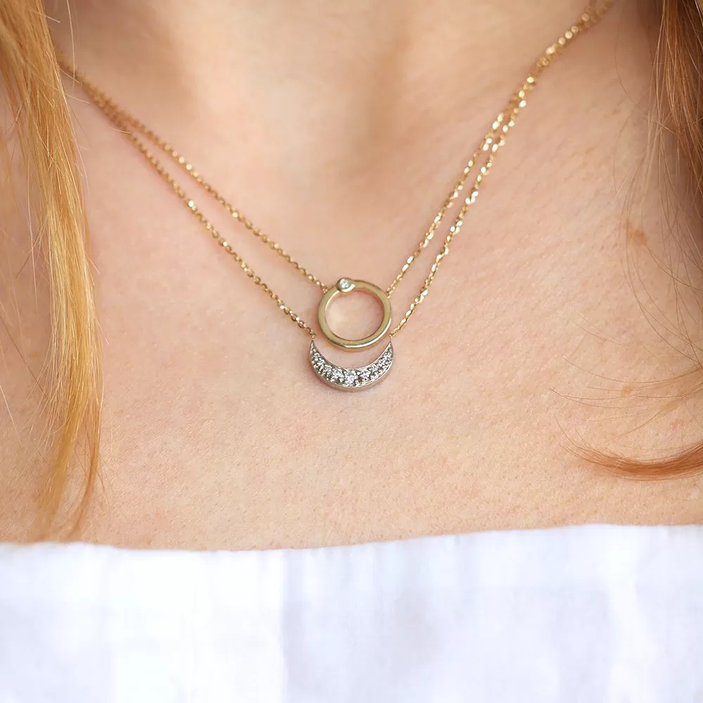 Eclipse Diamond Crescent Necklace