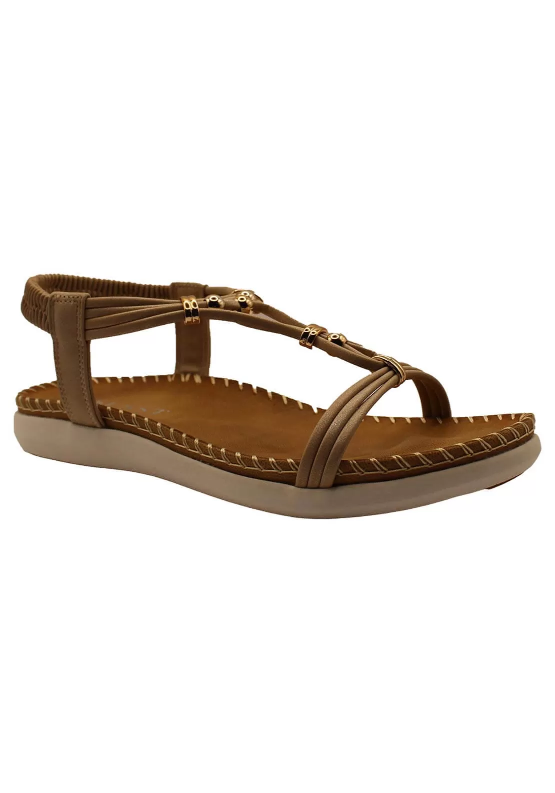 Elastic Strap Sandal - Beige