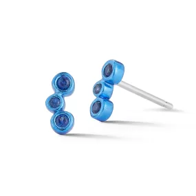 Electric Blue Mini 3-stone single stud earring