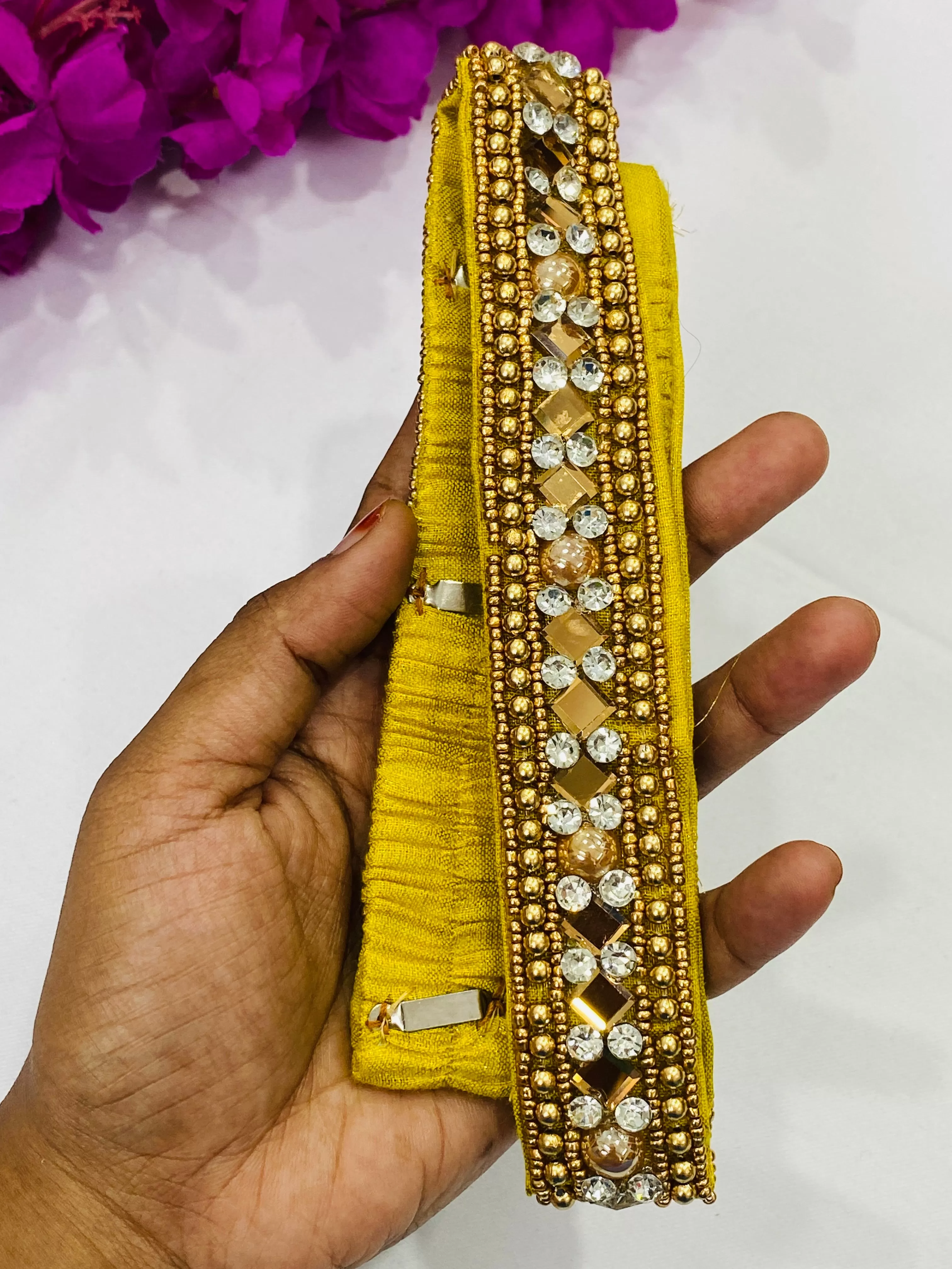 Elegant Golden Color Saree Belt With Stone Work