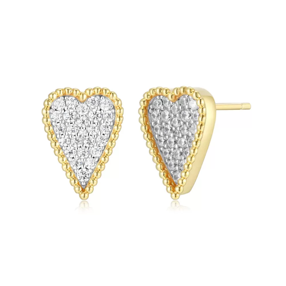 Elle Long Love Cubic Zirconia Heart Studs