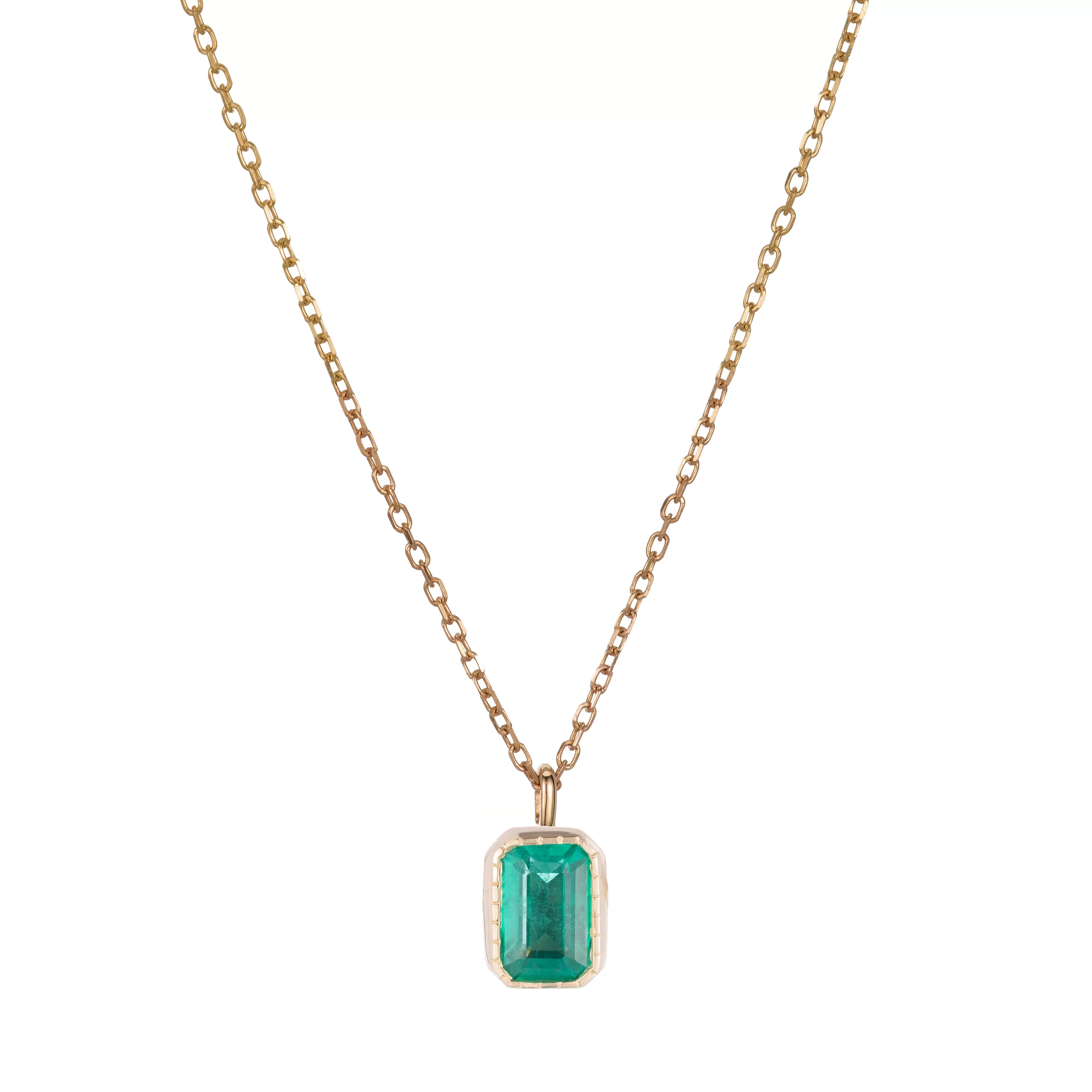 Emerald Cut Emerald Wisp Necklace