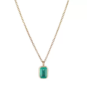 Emerald Cut Emerald Wisp Necklace