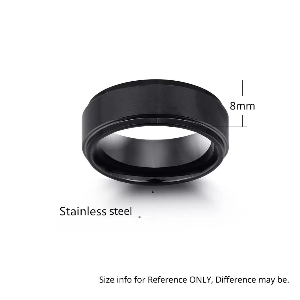 Engrave Name Rings for Men Black Stainless Steel Ring Fashion Male Jewelry Gift for Husbands