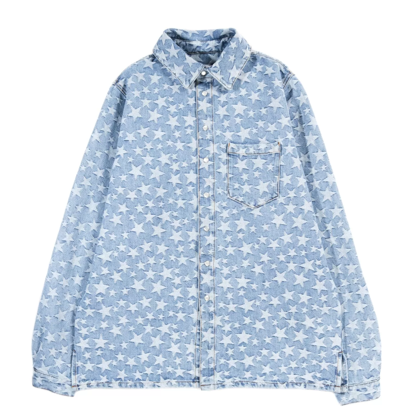 ERL DENIM JACQUARD OVERSHIRT LIGHT BLUE