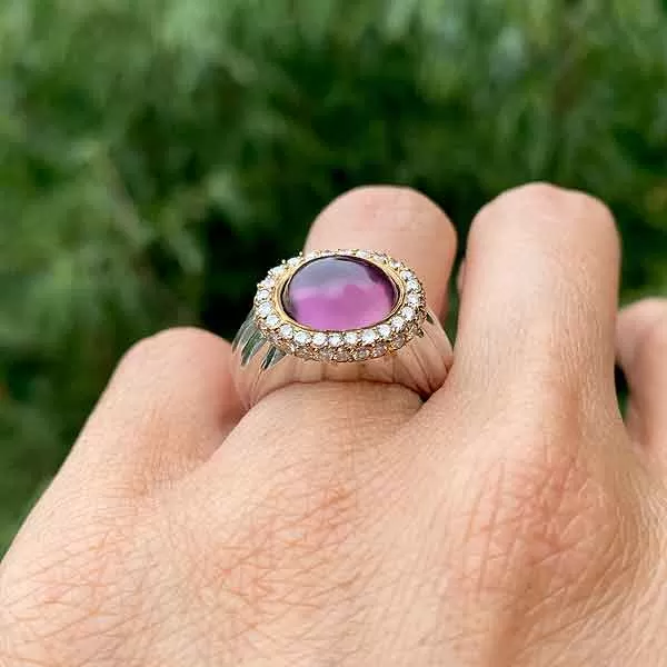 Estate Amethyst & Diamond Ring