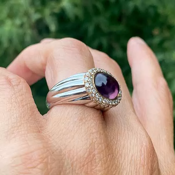 Estate Amethyst & Diamond Ring