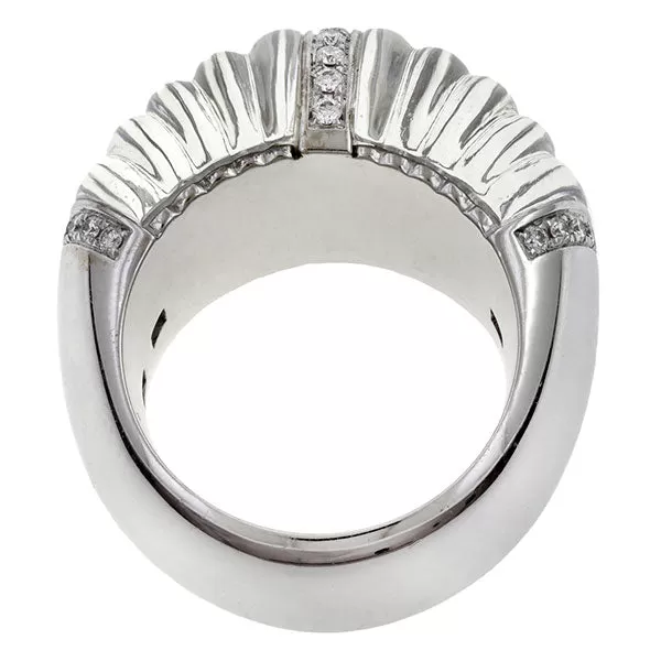 Estate Vhernier Diamond & Rock Crystal Ring