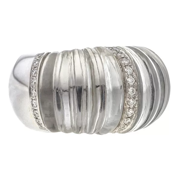 Estate Vhernier Diamond & Rock Crystal Ring