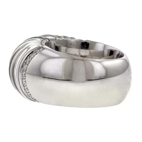 Estate Vhernier Diamond & Rock Crystal Ring