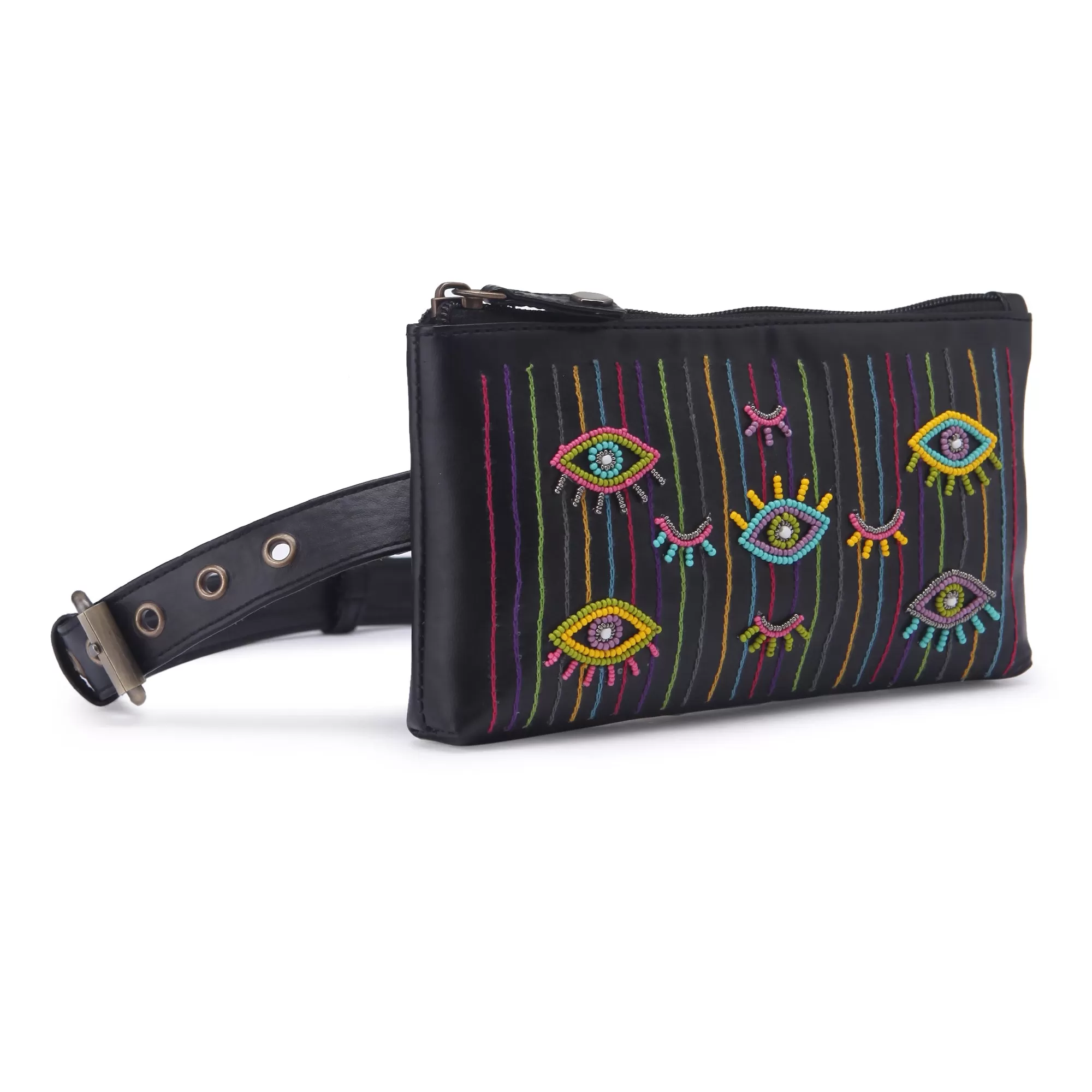 Evil Eye Embroidered waist belt bag for women