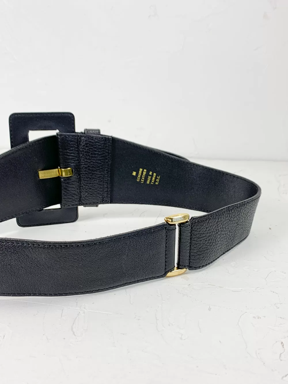 EXPRESS Black Leather Large Buckle Belt