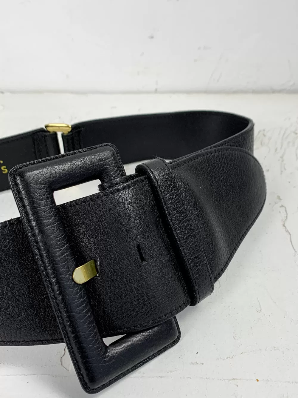 EXPRESS Black Leather Large Buckle Belt