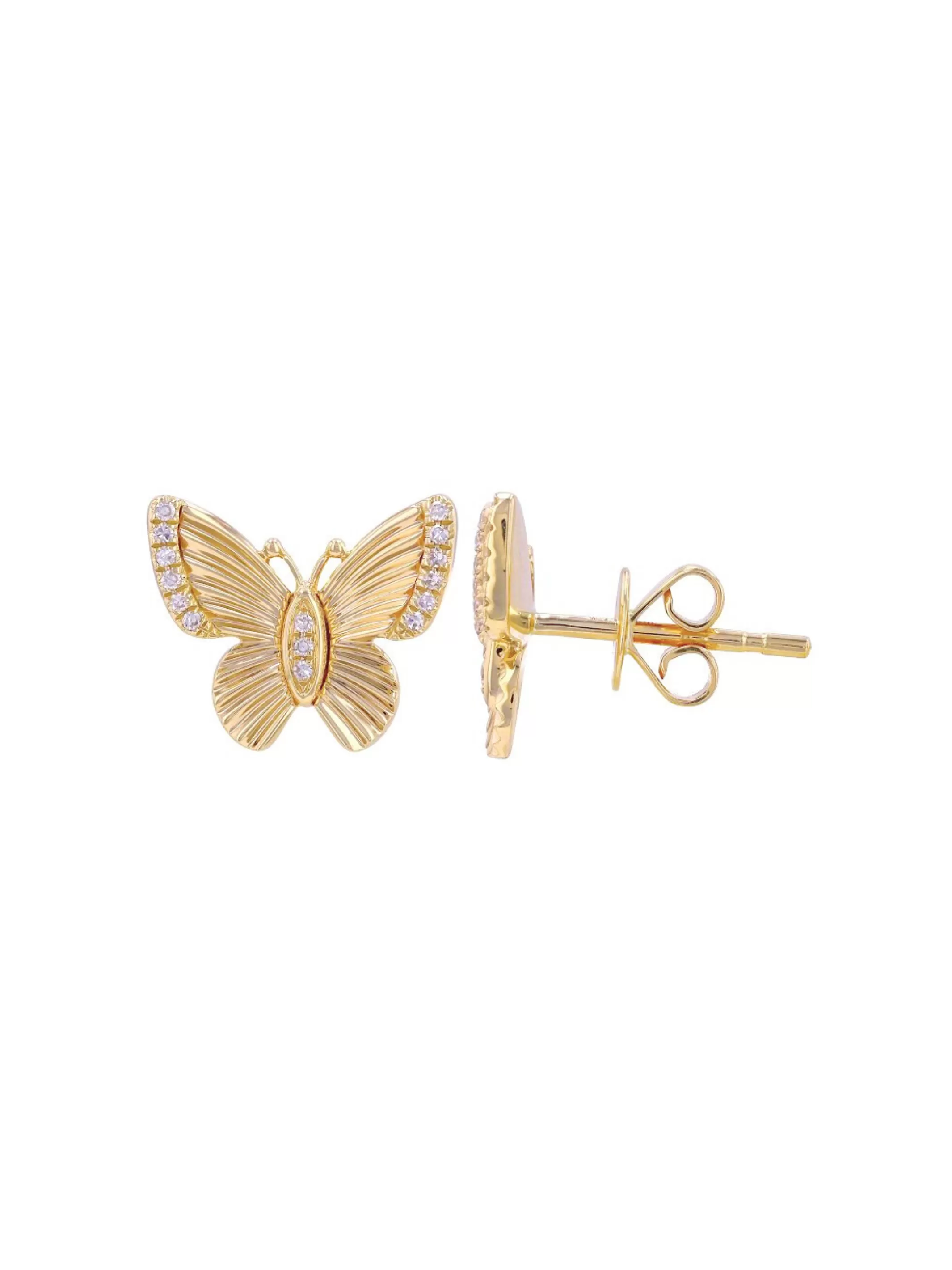 Fluted Butterfly Earrings 14K