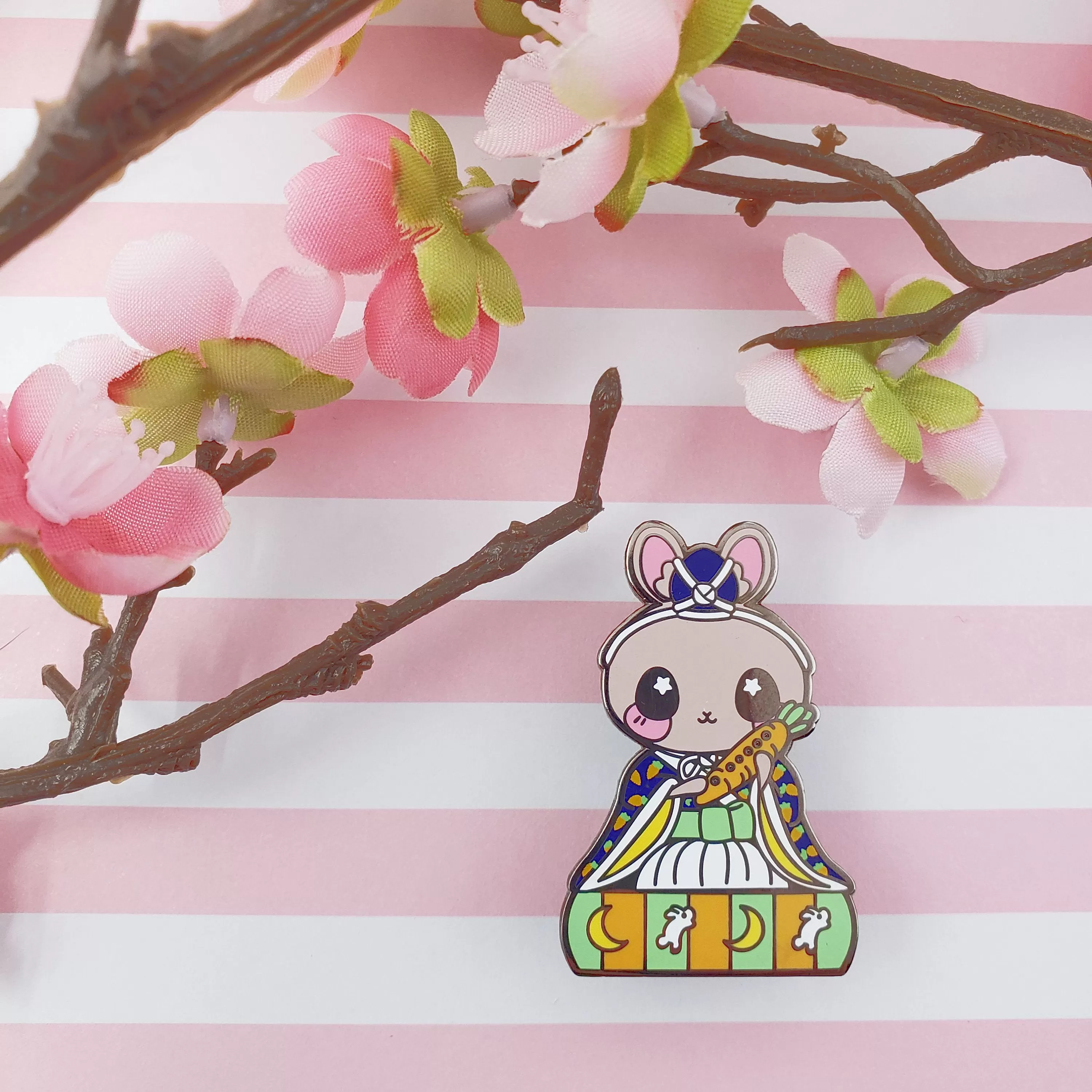 Flutist Bunny: Girl's Day Animal Enamel Pins