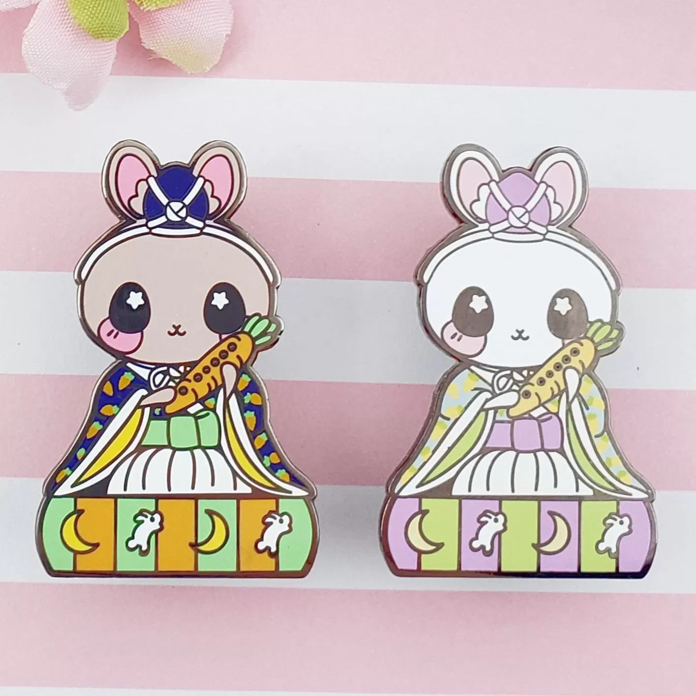 Flutist Bunny: Girl's Day Animal Enamel Pins