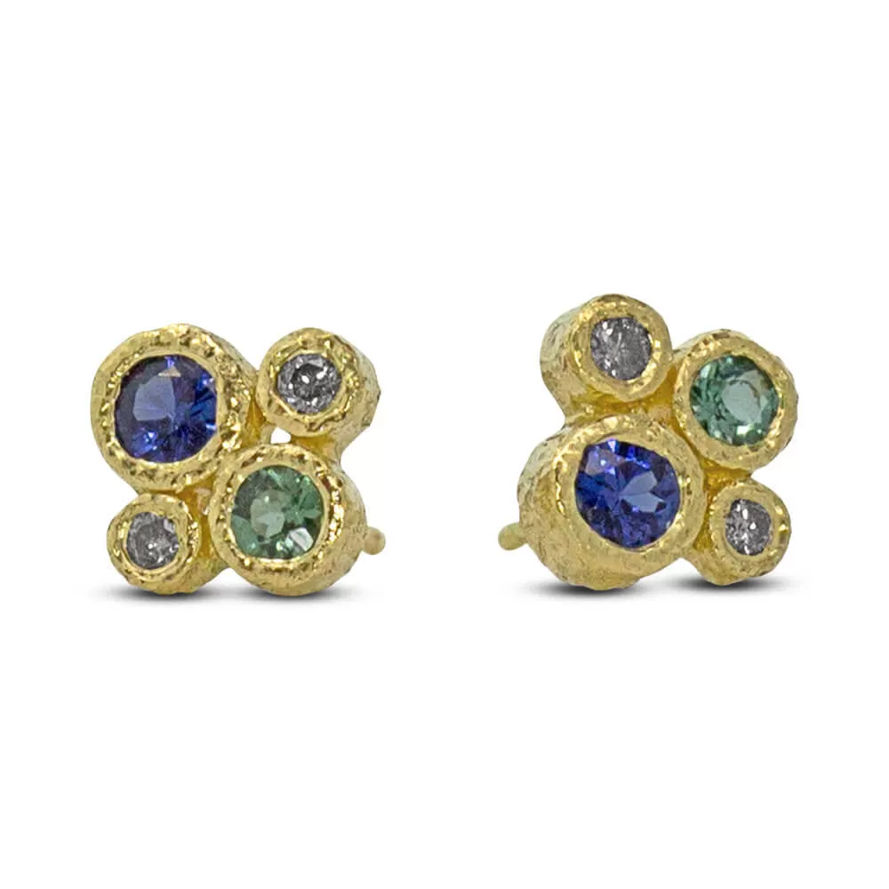 Four Stone Stud Earrings