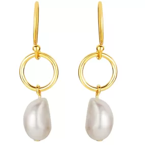 Freshwater Cultured Pearl Dangle Drop Earrings in Yellow-Tone Sterling Silver