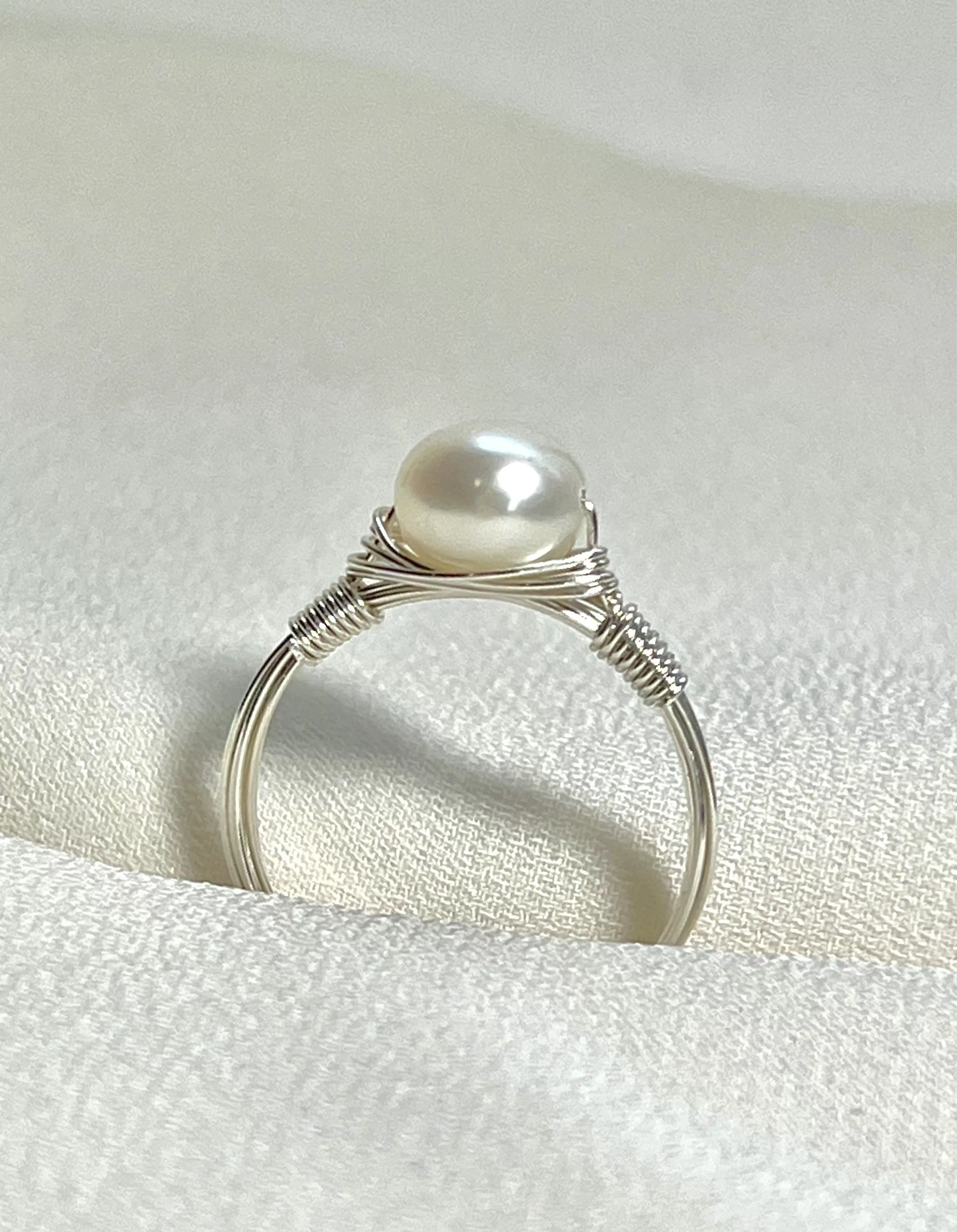 Freshwater Pearl Wire Wrapped Ring